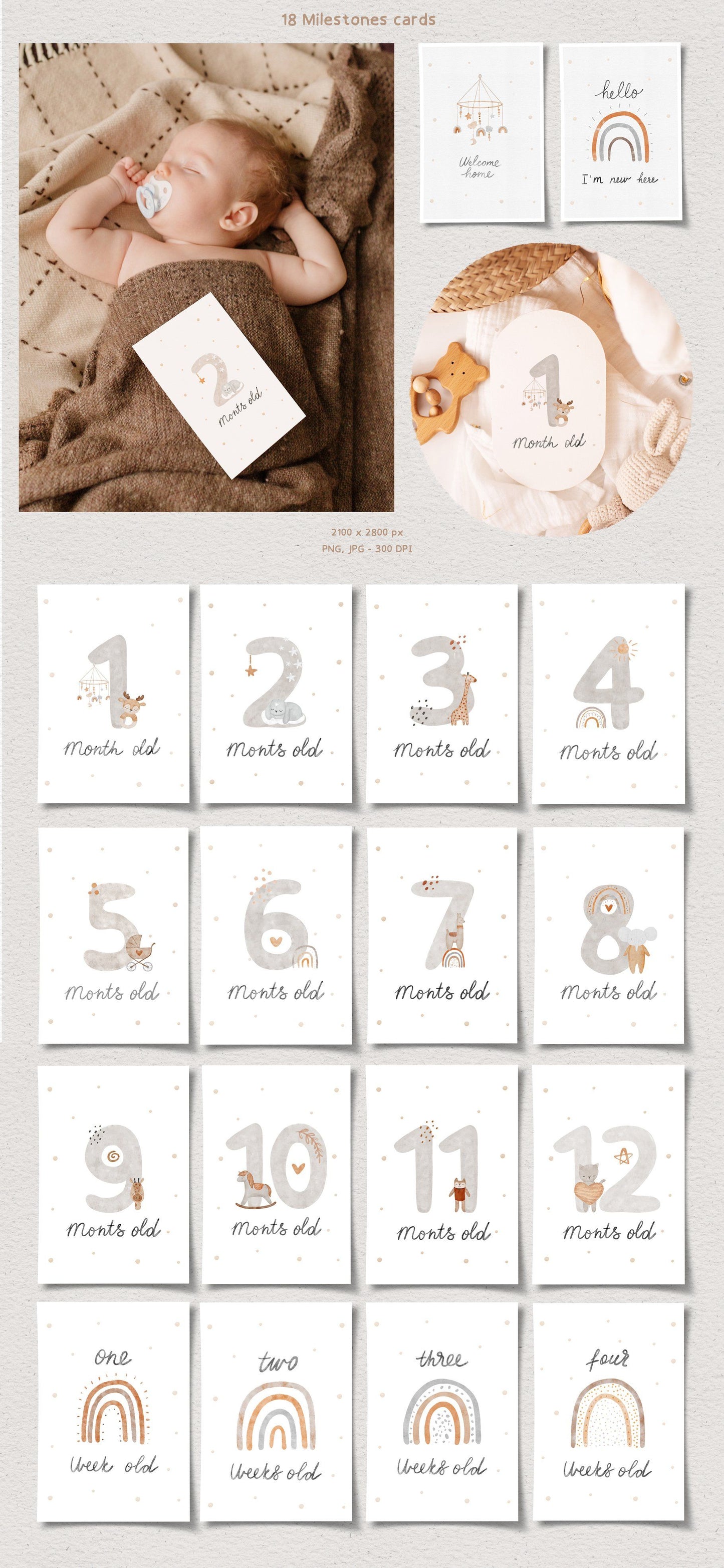 Artisan Watercolor Milestone Cards