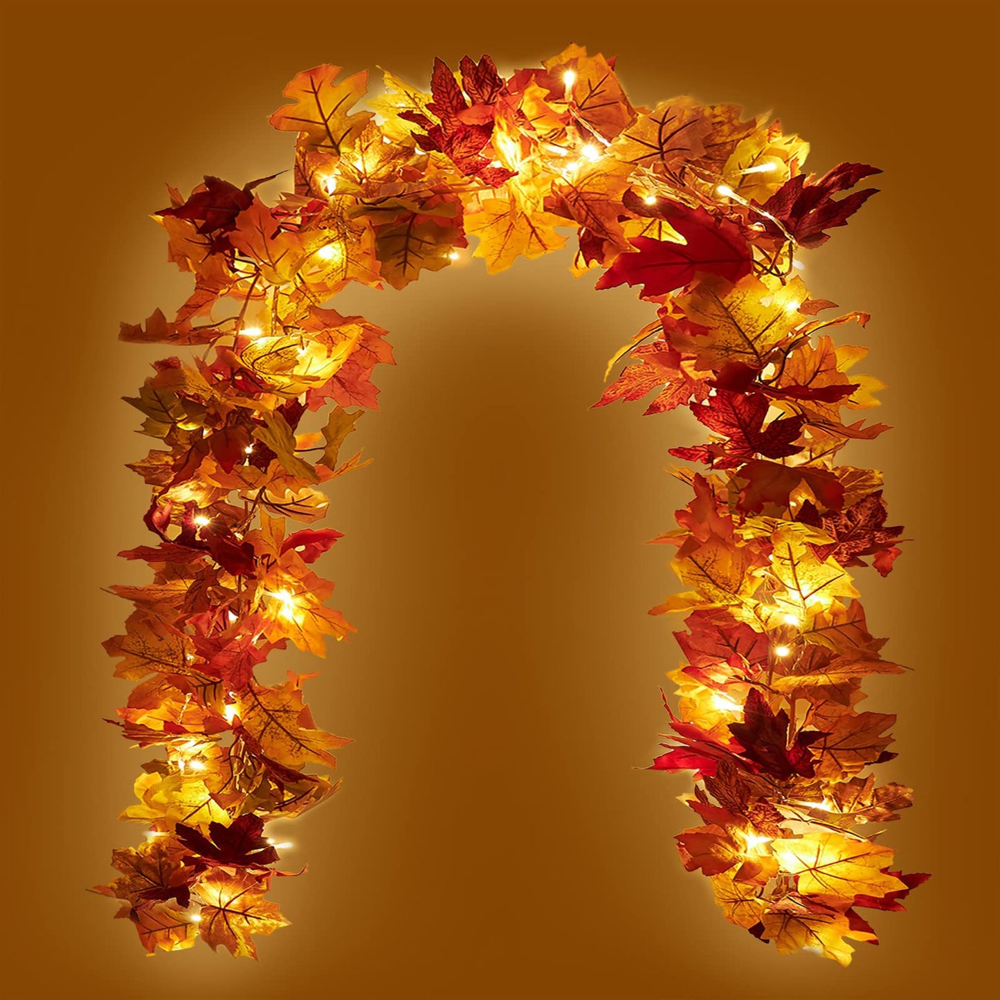 5.7ft Realistic Artificial Autumn Maple Leaf Garland for Thanksgiving Decor