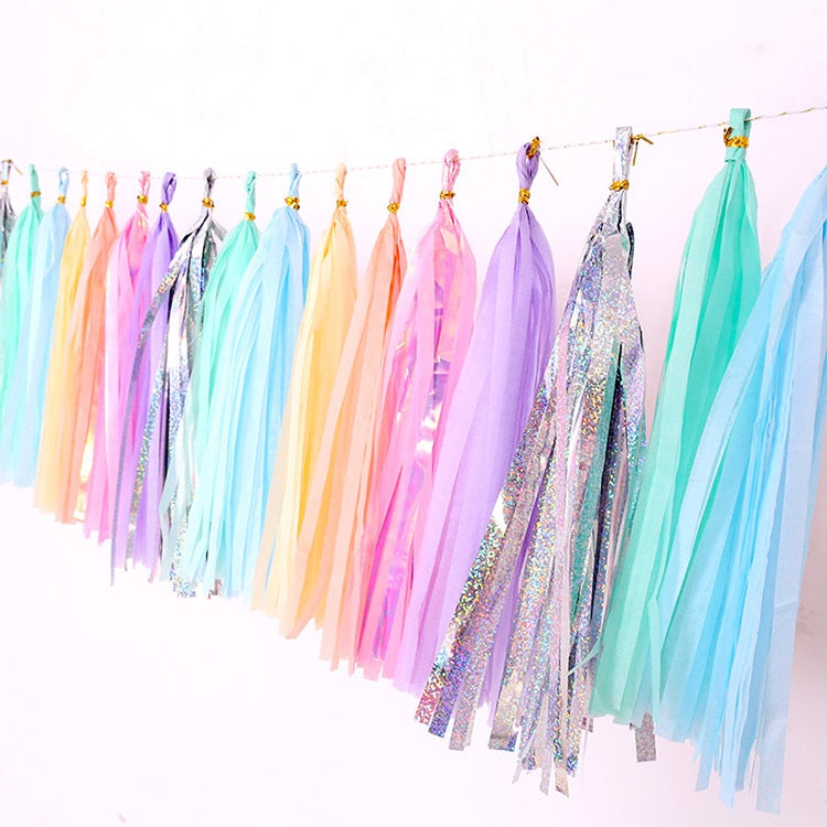 Metallic Foil & Paper Tassel Streamers (5-Pack) for Birthday Balloons & Party Decor