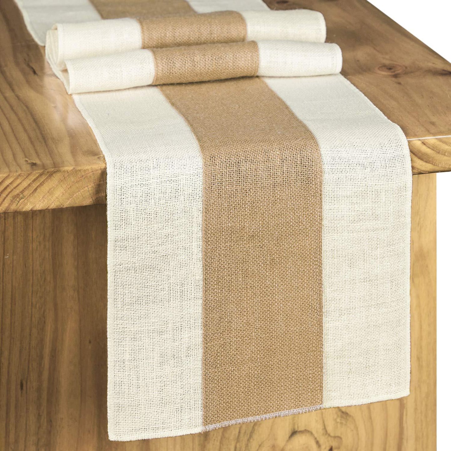 Boho Farmhouse Burlap & Jute Table Runner - Rustic Wedding & Thanksgiving Decor