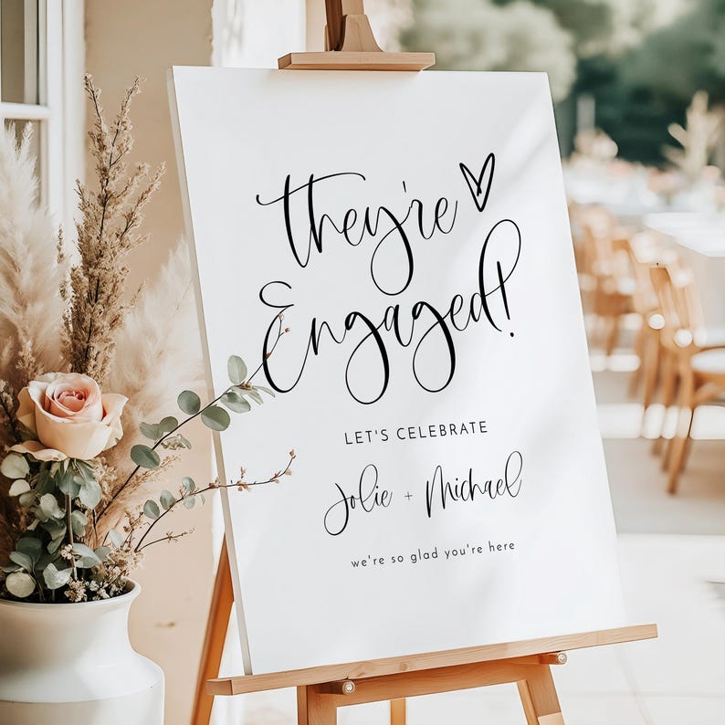 Chic Minimalist Engagement Sign