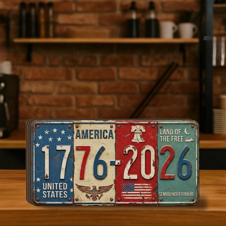 Vintage License Plate Art Block