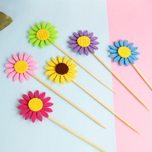 Non-Woven Sunflower Cake Toppers | Birthday & Party Decorations
