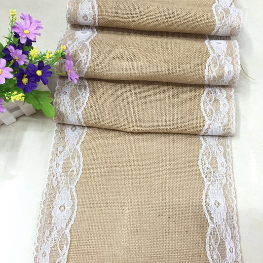 Rustic Boho Jute Lace Table Runner for Wedding & Party Decor