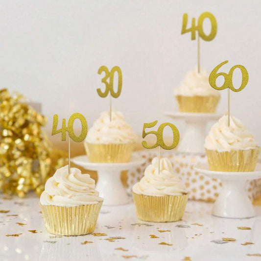 Glitter Paper Number Birthday Cake Topper | 18th, 21st, 30th, 40th, 50th Party Decoration