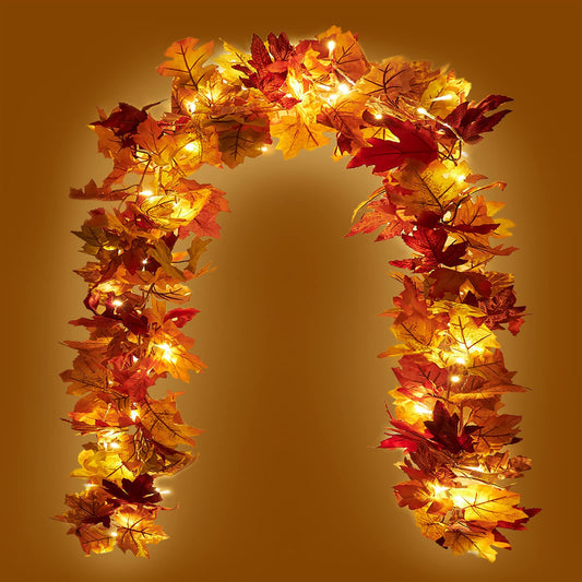 5.7ft Realistic Artificial Autumn Maple Leaf Garland for Thanksgiving Decor