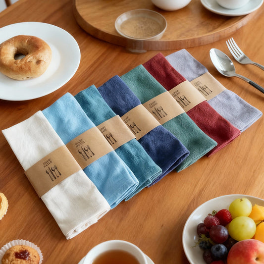 Japanese Style Cotton Linen Napkins | Solid Color Dining & Kitchen Tea Towels