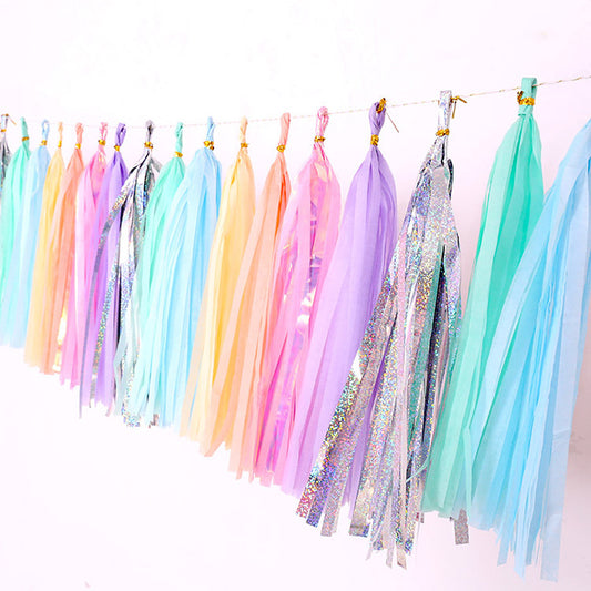 Metallic Foil & Paper Tassel Streamers (5-Pack) for Birthday Balloons & Party Decor