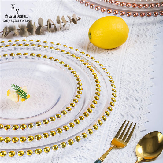 Elegant Gold-Rimmed Glass Dotted Salad Plate | Dinnerware & Wedding Decor