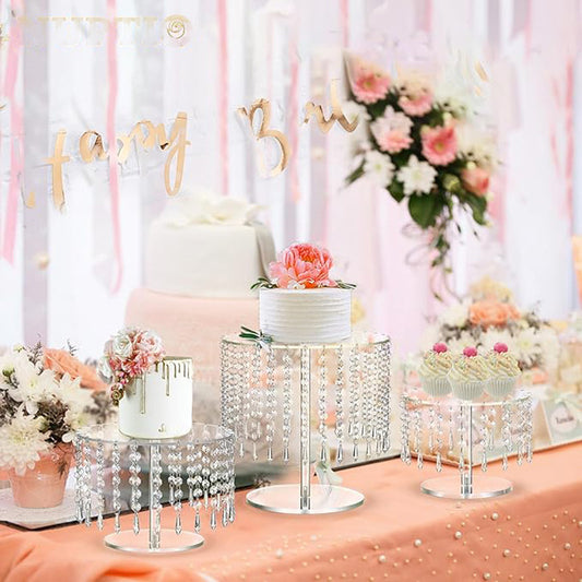 Luxury Crystal Acrylic Cake Stand & Pastry Tray Set for Wedding & Dessert Tables