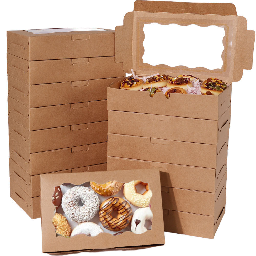 Eco-Friendly Kraft Paper Window Bakery Boxes for Donuts & Pastries