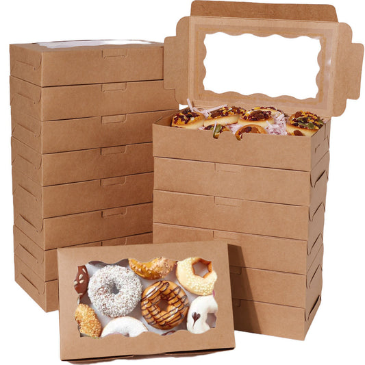 Eco-Friendly Kraft Paper Window Bakery Boxes for Donuts & Pastries