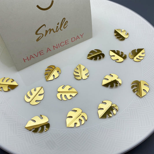 Tropical Golden Monstera Leaf Confetti - Boho Party Decor & DIY Craft Scatter