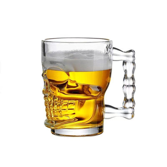 Unique Gothic Skull Head Craft Beer Glass Mug with Handle (500ml)