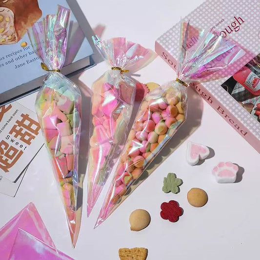 Rainbow Holographic Iridescent Flat Pouches | Open-Top Candy & Jewelry Favor Bags