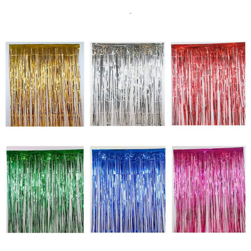 2M Metallic Tinsel Fringe Curtain - Party Photo Booth Backdrop for Weddings, Birthdays & Events