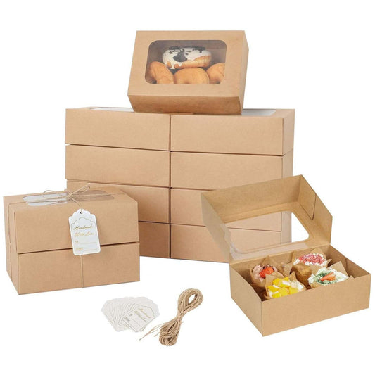 Kraft Paper Window Gift Boxes for Candy, Cake & Holiday Treats - Versatile Party Favor Packaging