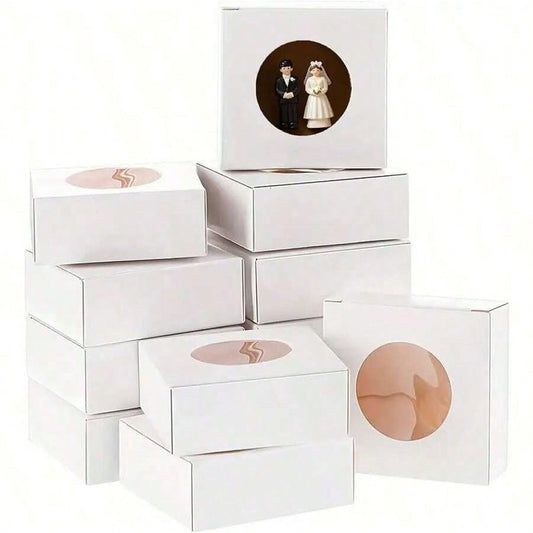 Rustic Round Kraft Paper Gift Box with Clear Window for Soap, Candy & Favors