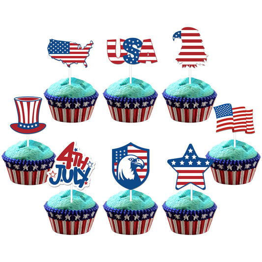 4th of July Patriotic Paper Cake Toppers & Party Decorations