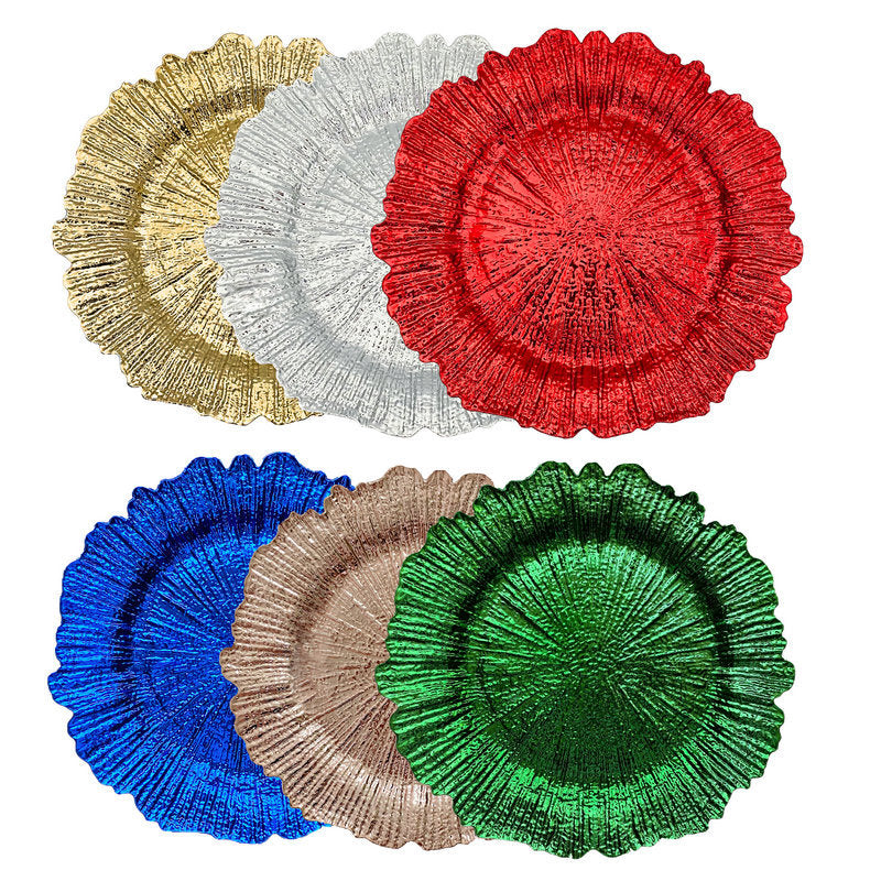 Elegant PP Plastic Scalloped Charger Plates - Christmas & Party Dinner Table Decor