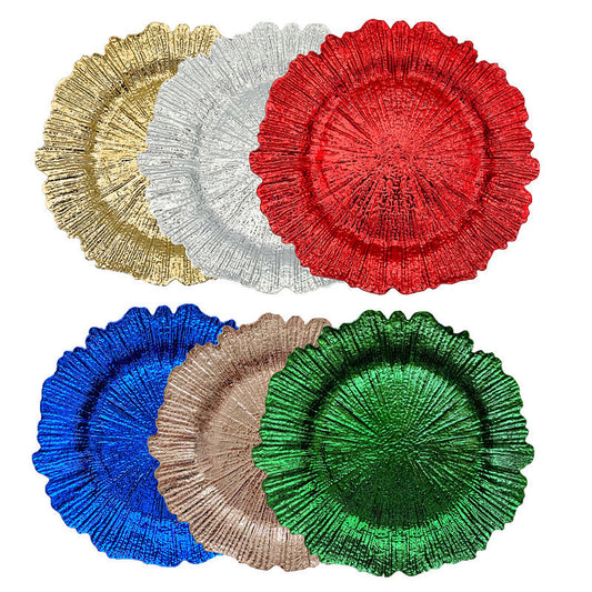 Elegant PP Plastic Scalloped Charger Plates - Christmas & Party Dinner Table Decor