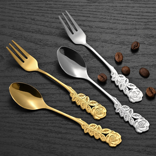 Creative Stainless Steel Rose Flower Dessert & Coffee Spoon | Wedding Gift Favor