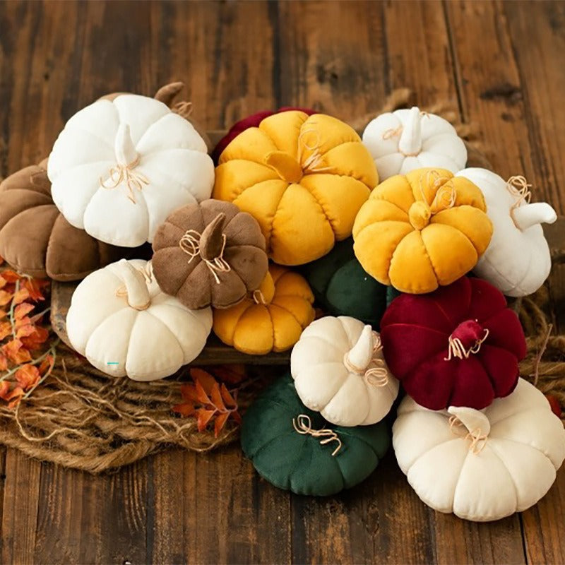 Velvet Pumpkin Newborn Photo Prop & Halloween Decor Cushion