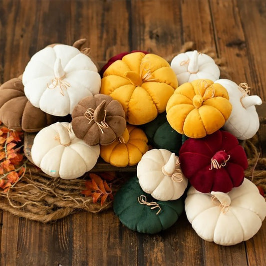 Velvet Pumpkin Newborn Photo Prop & Halloween Decor Cushion