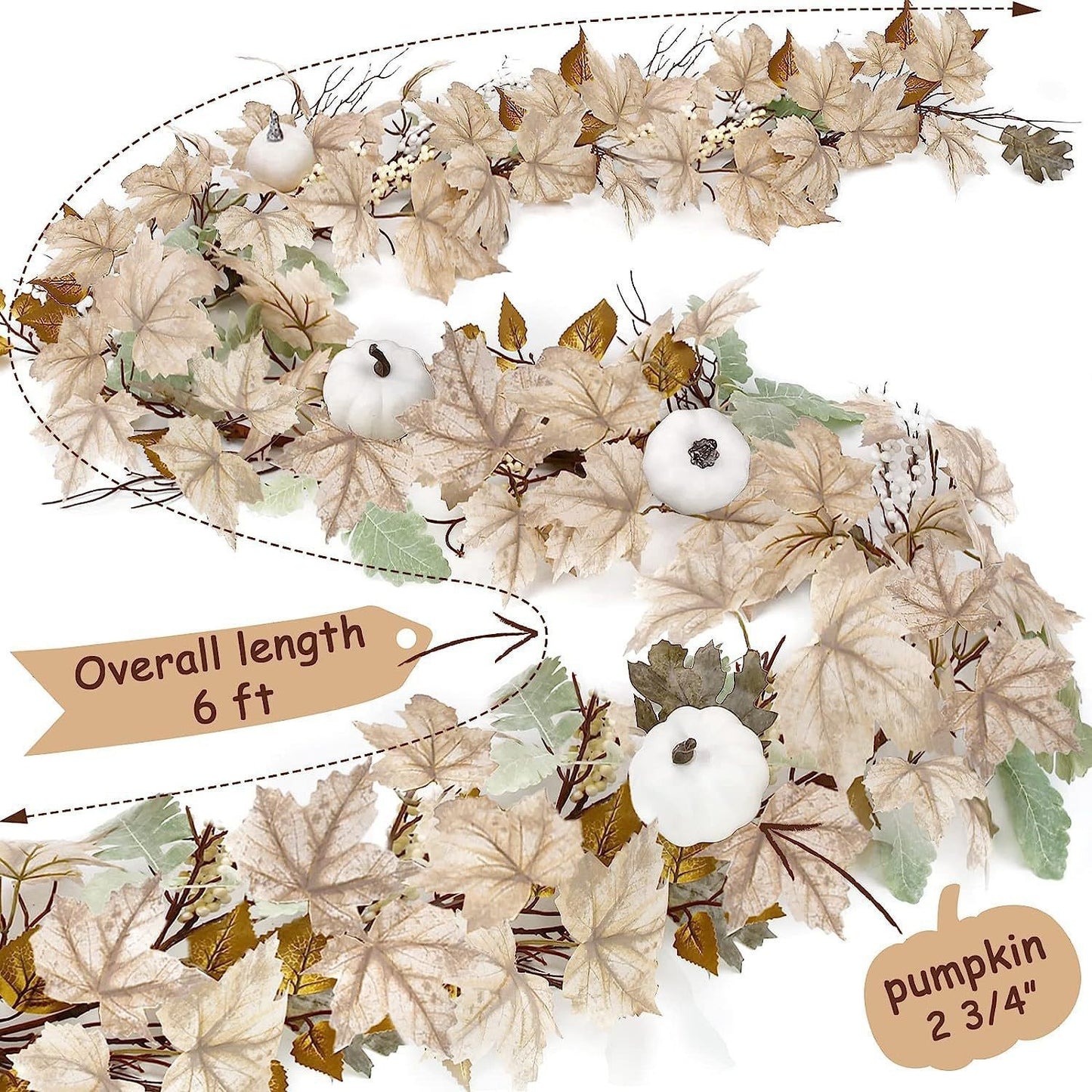 Rustic Fall Harvest Maple Leaf & Pumpkin Wreath | Thanksgiving Halloween Farmhouse Decor