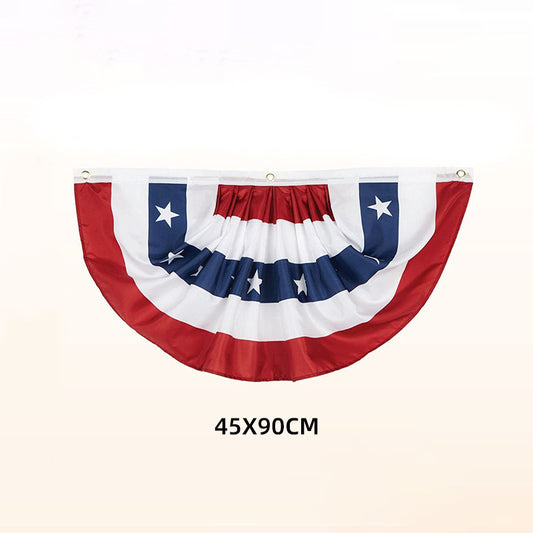 Independence Day Pleated American Flag Bunting Banner - Outdoor Patriotic Decor