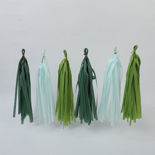 Boho Eco-Friendly Paper Tassel Garland | Avocado Green Birthday Party Wall Decor