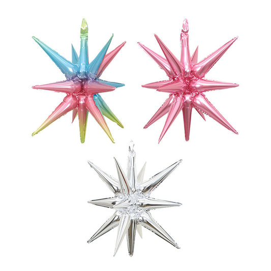22/27 Inch Metallic Mylar Water Drop & Starburst Balloons for Birthday Party Decor