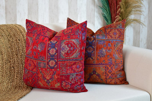 Boho Kilim Chenille Pillow Cover