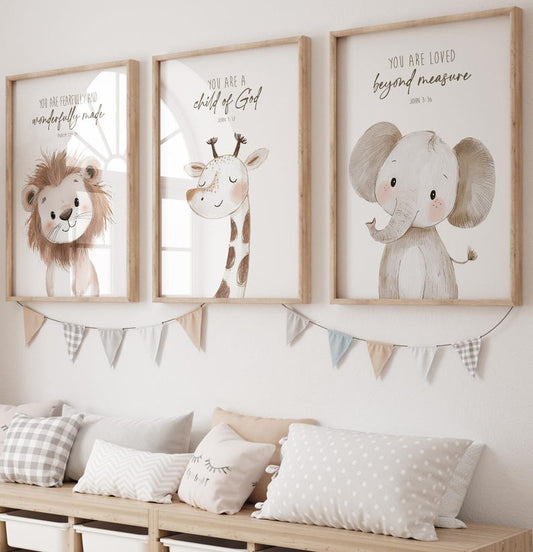 Serene Safari Nursery Art Prints