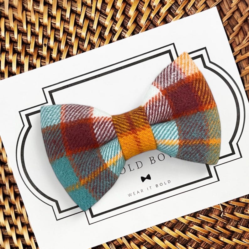 Rustic Flannel Plaid Pet Bow Tie