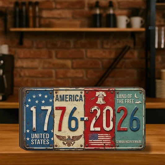 Vintage License Plate Art Block